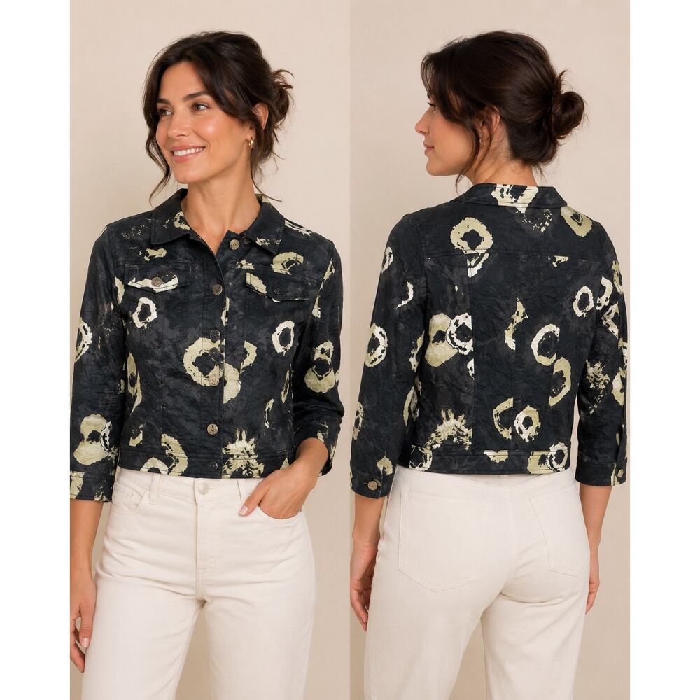 PIAZZA SEMPIONE Made in Italy Cropped Abstract Jacket IT 40 Small US 4-6
